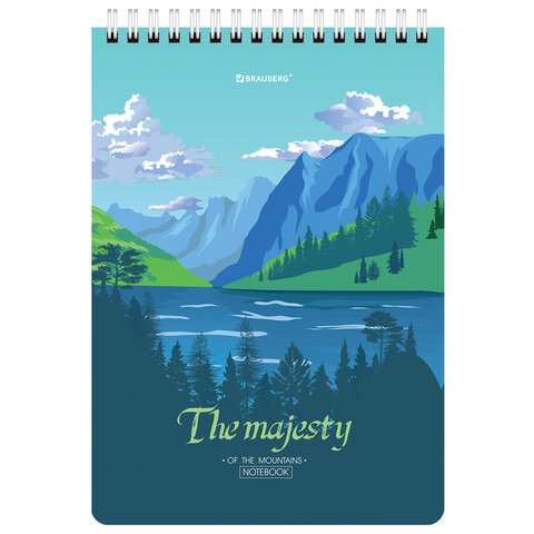 Блокнот А5 (146×206 мм), 80 л., гребень, картон, клетка, BRAUBERG, «Majesty»