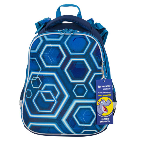 Ранец BRAUBERG PREMIUM, 2 отделения, с брелоком, для мальчиков, Техно, 38×29×18 см