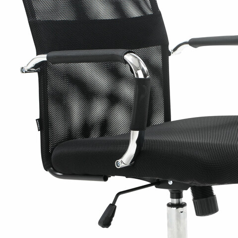 Кресло офисное BRABIX «Fit EX-514», с подголовником, хром, черное, 531949