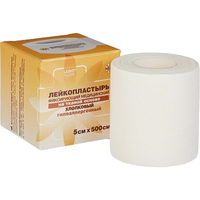 Пластырь фиксирующий Leiko plaster 5×500 см тканая основа