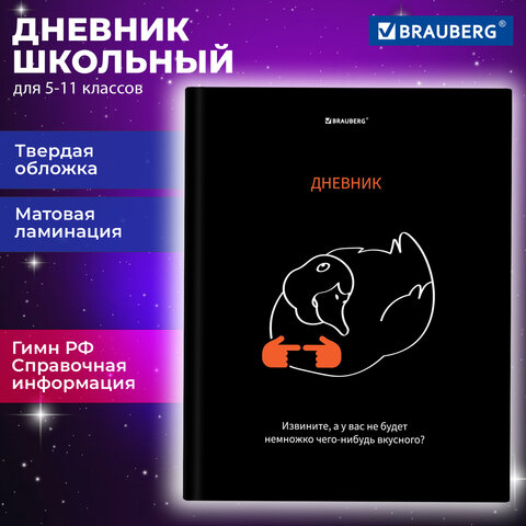 Дневник 5-11 класс 48 л., твердый, BRAUBERG, матовая ламинация, с подсказом, «Вкусняшки есть»