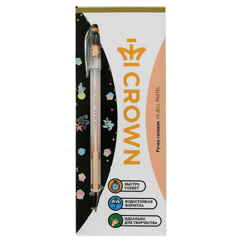 Ручка гелевая Crown «Hi-Jell Pastel» оранжевая пастель, 0.8мм