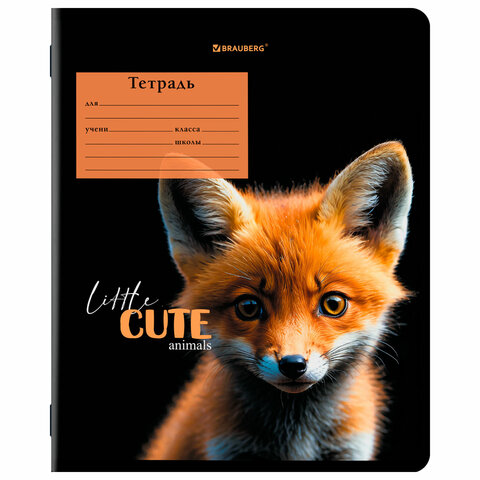 Тетрадь 12 л. BRAUBERG, клетка, обложка картон, CUTE ANIMALS