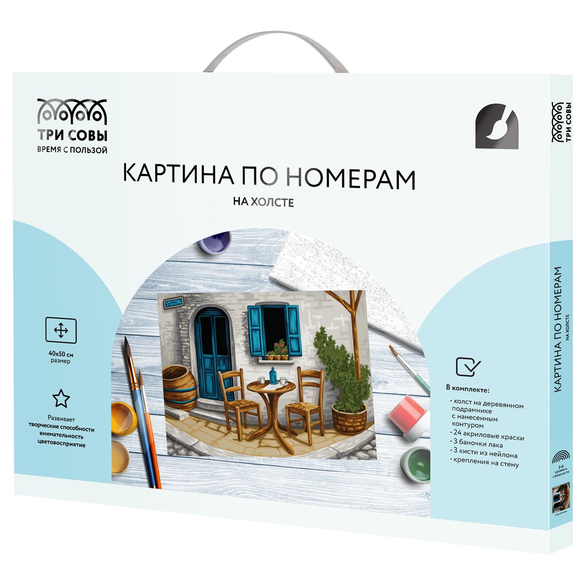 Картина по номерам на холсте ТРИ СОВЫ «На улочке», 40×50, с акриловыми красками и кистями