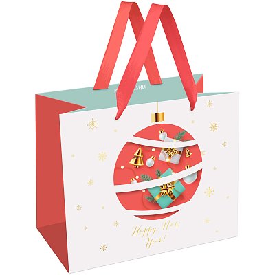 Пакет подарочный 23×18×10см MESHU «Christmas toy», фольга, матовая ламинация
