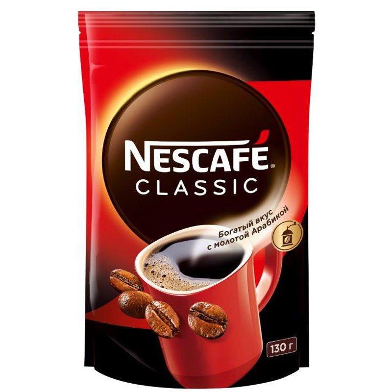 превью Кофе растворимый Nescafe «Classic», гранулированный/порошкообразный, с молотым, мягкая упаковка, 130г