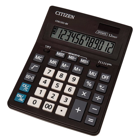 Калькулятор настольный CITIZEN BUSINESS LINE CDB1201BK (205×155 мм), 12 разрядов, двойное питание