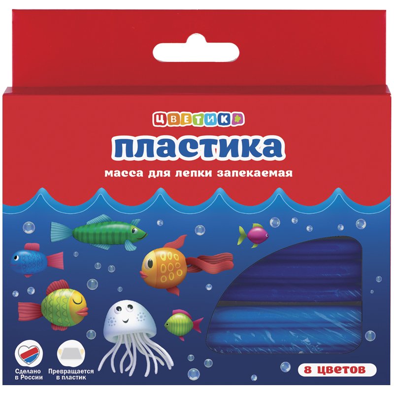 превью Набор пластики для лепки Цветик, 08цветов, 160г, картон, европодвес