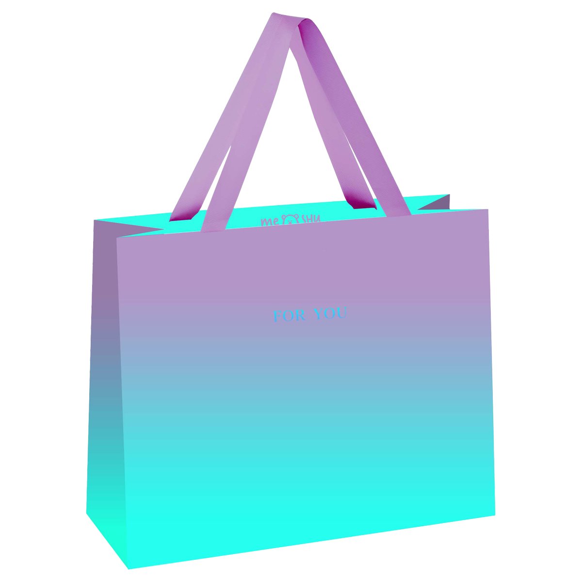 превью Пакет подарочный 32×26×12см MESHU «Duotone. Turquoise-Lilac gradient», отд. фольгой, матовая ламинация