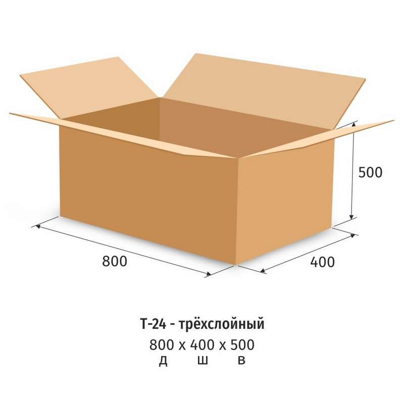 превью Гофрокороб 800×400×500 мм Т-24 бурый (10 штук в упаковке)
