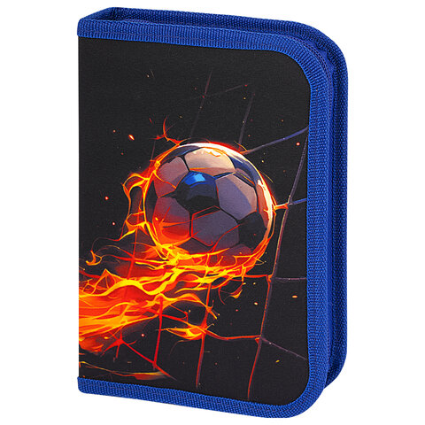 превью Пенал BRAUBERG, 1 отделение, 2 откидные планки, полиэстер, 21×14 см, «Burning ball»