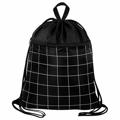 Мешок для обуви BRAUBERG БОЛЬШОЙ, с ручкой, карман на молнии, сетка, 49×41 см, «Checkered»