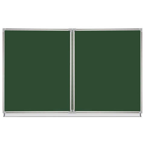 Доска для мела магнитная 3-х элементная 100×150/300 см, 5 рабочих поверхностей, зеленая, STAFF