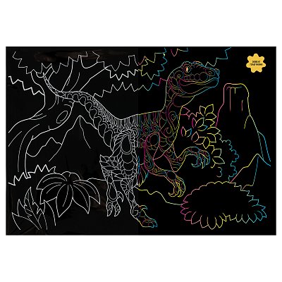 Гравюра с голографическим эффектом ТРИ СОВЫ «Динозавр», А4