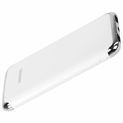 Аккумулятор внешний 6000 mAh SONNEN POWERBANK K611, 2 USB, литий-полимерный, белый