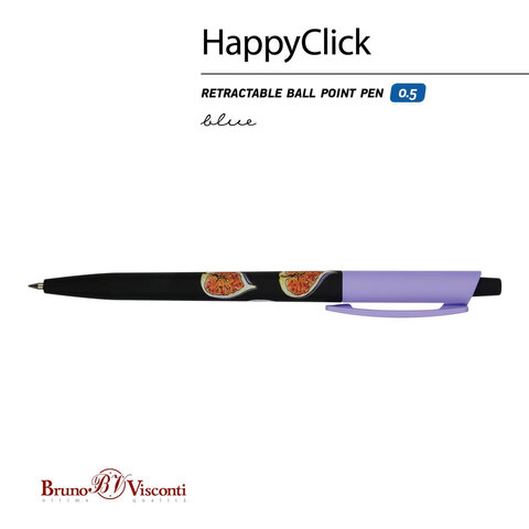 Ручка шариковая автоматическая BRUNO VISCONTI «HappyClick», СИНЯЯ, «Инжир», линия письма 0.38 мм