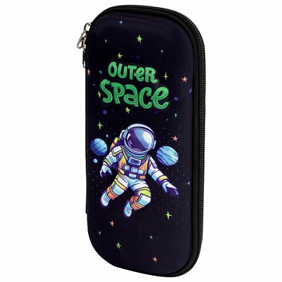 Пенал ЮНЛАНДИЯ, 1 отделение, карман, полиэстер/EVA, 22×10х5 см, «Outer space»