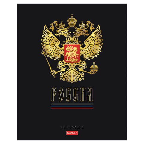 Тетрадь А5 48 л., HATBER, скоба, клетка, матовая ламинация, 3D-фольга, 3D-лак, Россия (микс), 093210