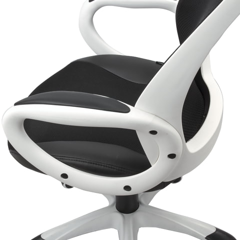 Кресло офисное BRABIX PREMIUM «Genesis EX-517», пластик белый, ткань/экокожа/сетка черная