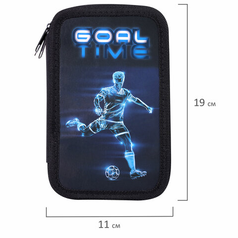 Пенал ПИФАГОР, 3 отделения, ламинированный картон, 19×11 см, «Goal»