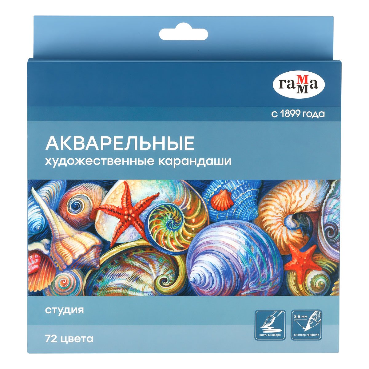 превью Карандаши акварельные художественные Гамма «Студия», 72цв., заточен., картон. упаковка