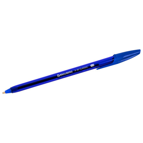 Ручка шариковая BRAUBERG X-30 CLASSIC, СИНЯЯ, мягкое письмо, пишущий узел 1 мм, линия письма 0.5 мм