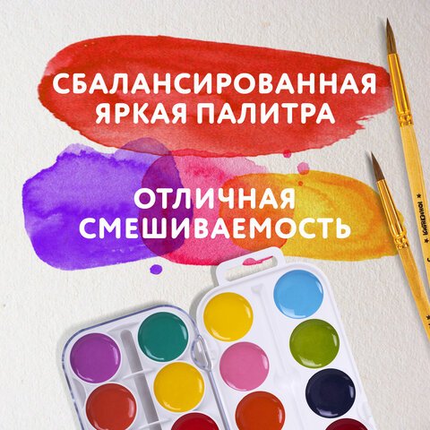 Краски акварельные ЮНЛАНДИЯ «ЮНЫЙ ВОЛШЕБНИК», медовые, 24 цвета, круглые кюветы, пластик