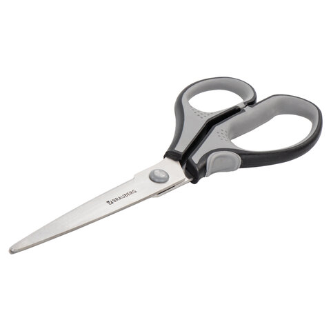 Ножницы BRAUBERG SUPER, 230 мм, серо-черные, 2-х сторонняя заточка