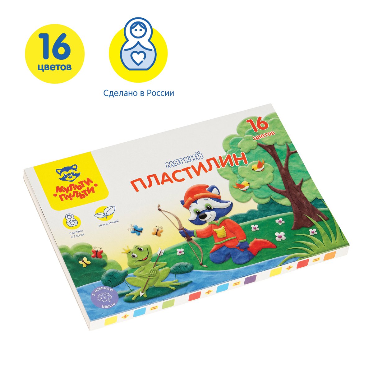 Пластилин Мульти-Пульти «Енот в сказке», 16 цветов, 192г, со стеком, картон