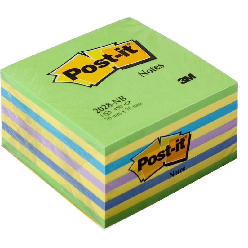 Блок-кубик 3M Post-it 2028-NB (76?76мм, 5 цветов неоновый зеленый)