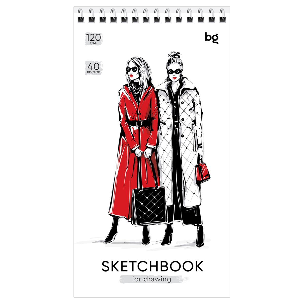 Скетчбук 40л. 105×195 на гребне BG «Fashion», 120г/м2