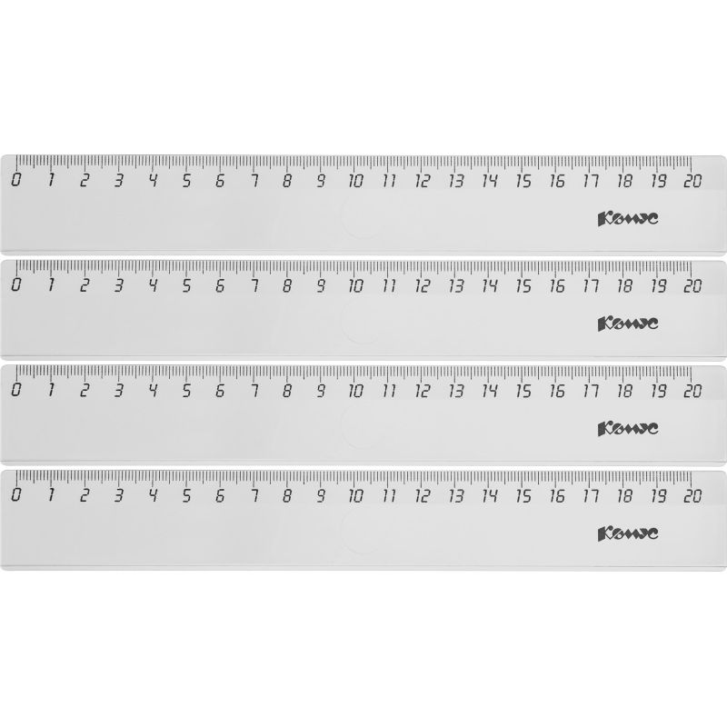 превью Линейка 20см Комус 4 шт/уп прозрачная