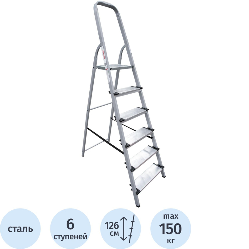Стремянка ст./ал. Новая Высота NV 1137, 1×6 ступ. 130 мм 1137106
