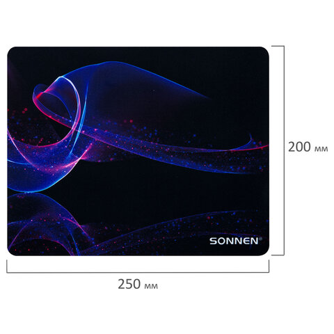 Коврик для мыши SONNEN «NEON WAVE» резина + ткань250×200х2 мм513958
