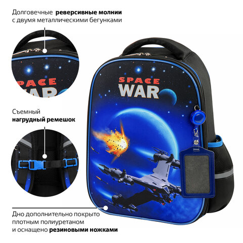 Ранец ЮНЛАНДИЯ LIGHT, 2 отделения, «Space war», 38×29х16 см