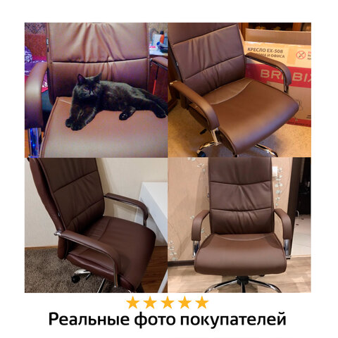 Кресло офисное BRABIX «Space EX-508», экокожа, хром, коричневое