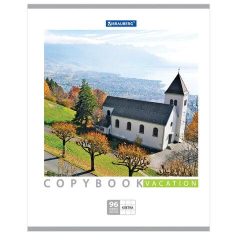 Тетрадь 96 л. BRAUBERG, клетка, обложка мелованный картон, «Vacation» («Каникулы)», 5 видов
