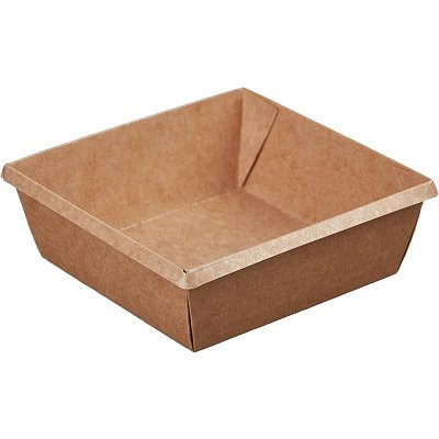 Бумажный контейнер OneClick для салатов, для второго 550 мл коричневый 130×130×45 мм, 400 штук в упаковке)