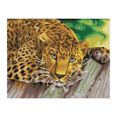 Алмазная мозаика ТРИ СОВЫ «Леопард», 30×40см, холст, картонная коробка с пластиковой ручкой