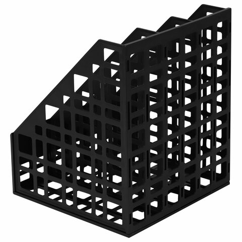 Лоток вертикальный для бумаг BRAUBERG «ULTRA», 240 мм, 3 отделения, сетчатый, сборный, черный