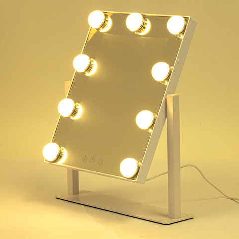 Зеркало для макияжа гримерное с подсветкой, 9 LED-ламп, 3 режима свечения, размер 25×30 см, работа от сети 220 V, цвет белый, BRABIX