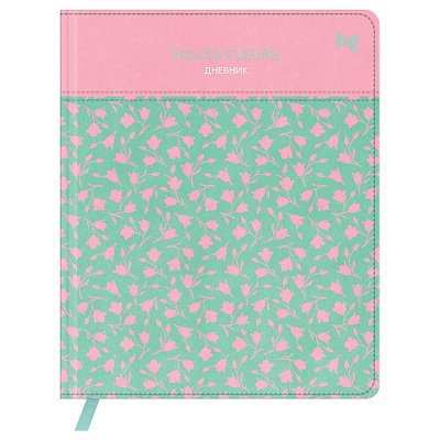 Дневник 1-11 кл. 48л. (твердый) BG «Pattern. Flowers», иск. кожа, комбинирование материалов, печать, ляссе