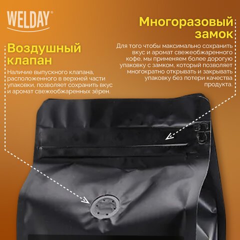 Кофе в зернах WELDAY «ESPRESSO Crema» 1 кг, 623439