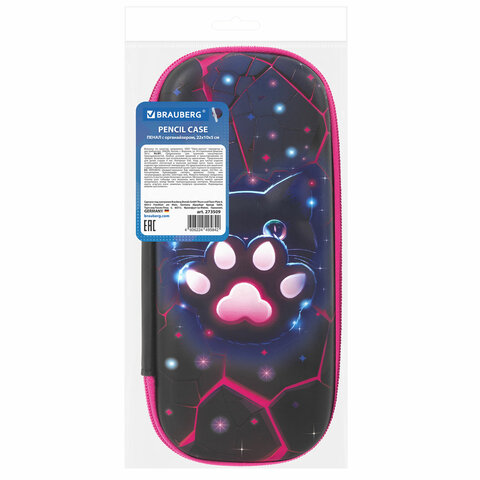 Пенал BRAUBERG, 1 отделение, 1 откидная планка, EVA, 22×10х5 см, «Pink lava»