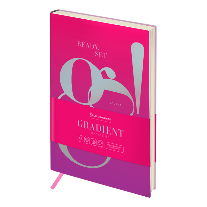превью Ежедневник недатированный А5, 136л., кожзам, Greenwich Line «Gradient. Ready. Set. Go», тон. блок