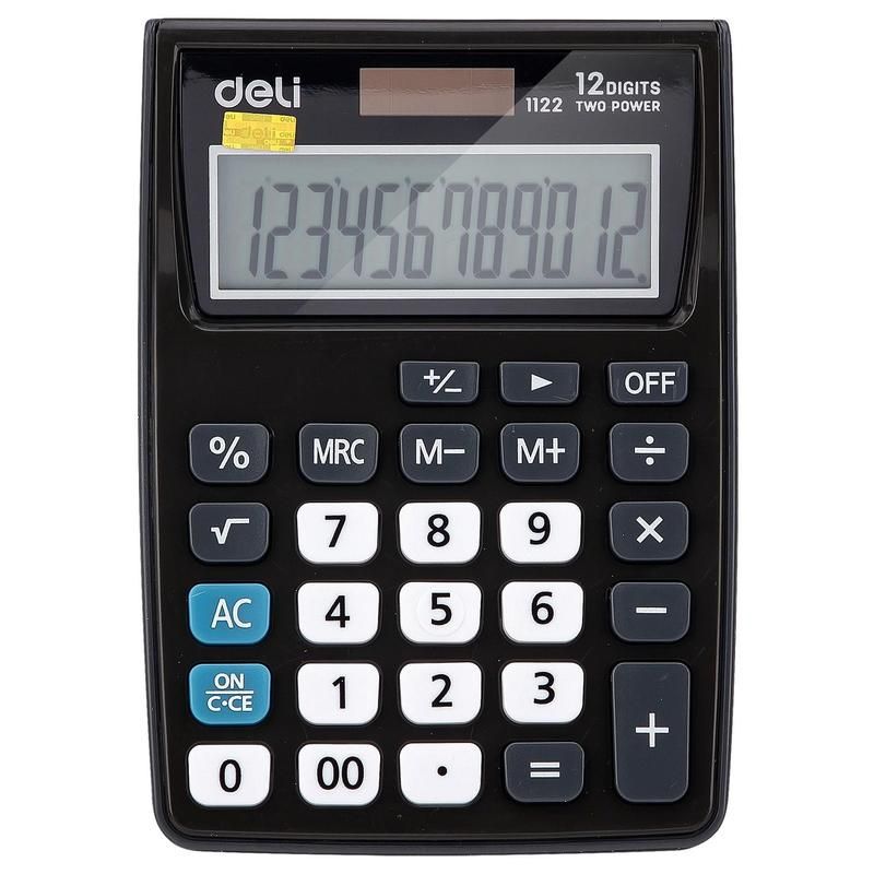 превью Калькулятор карманный Deli E1122 12-разрядный серый 119.1×85.7×28.5 мм
