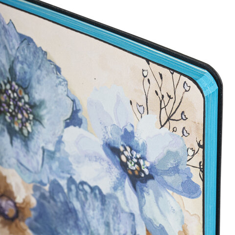 Блокнот А5 (143×210 мм), BRAUBERG VISTA «Delicate flowers», под кожу, гибкий, 80 л. 