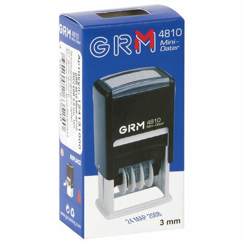 Датер-мини месяц буквами, оттиск 20×3.8 мм синий, GRM 4810