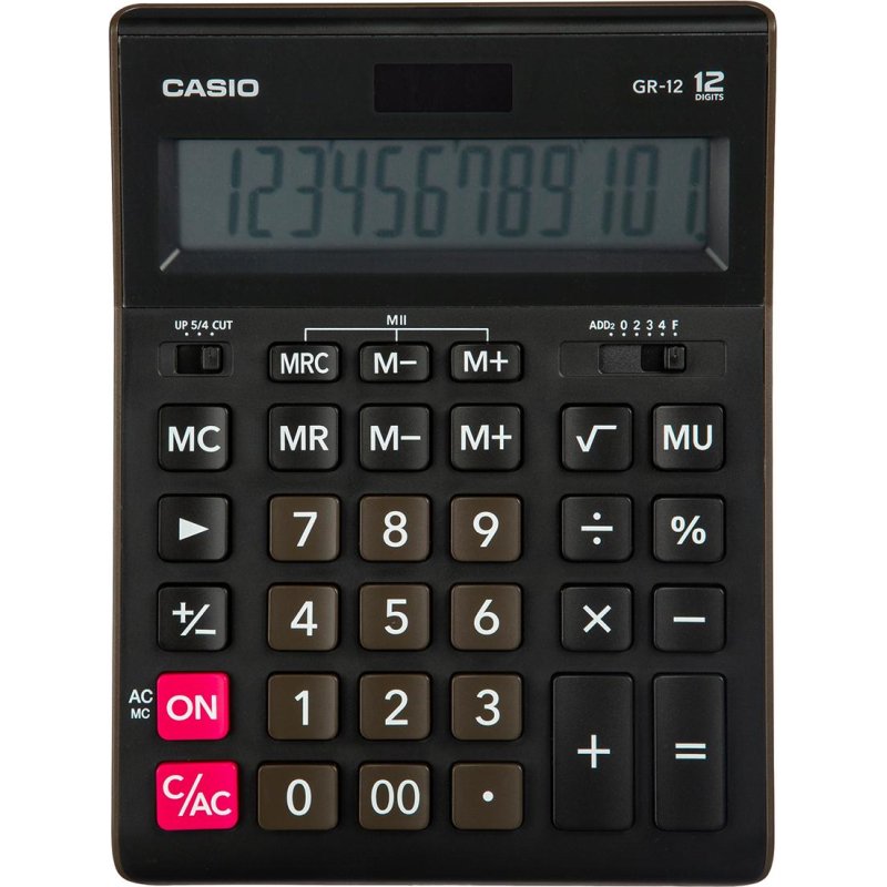 Калькулятор Casio бухг. GR-12 12 разряд. DP черный