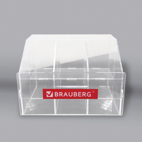 превью Подставка под письменные принадлежности BRAUBERG6 отделений15×21х12 сморгстекло505923